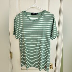Men's Polo Striped Green and White Tee